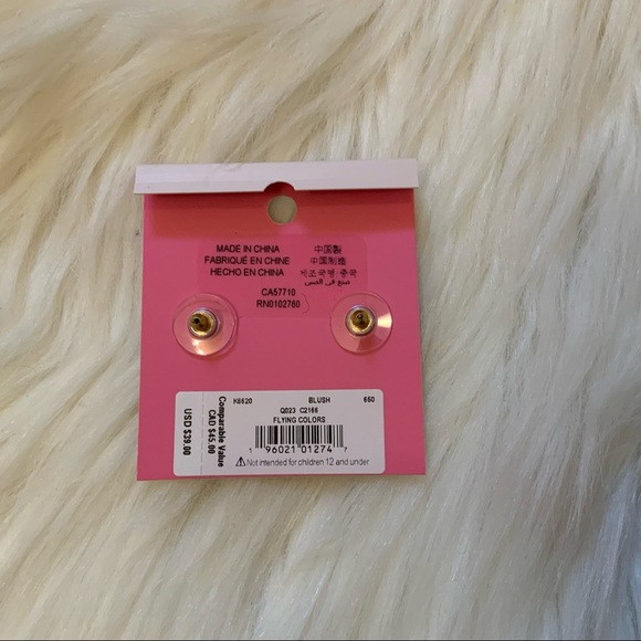 Kate Spade Flying Colors Stud Earrings- NWT - New on Card - Blush - Picture 6 of 6